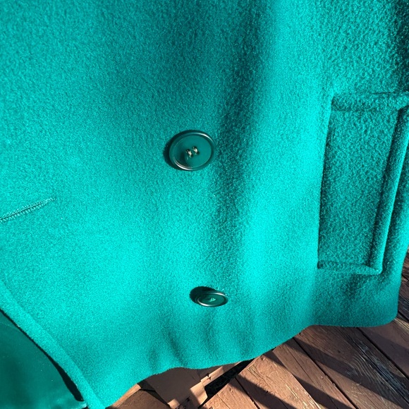 Chic Teal Double-Breasted Women's Pea Coat - Picture 6 of 10